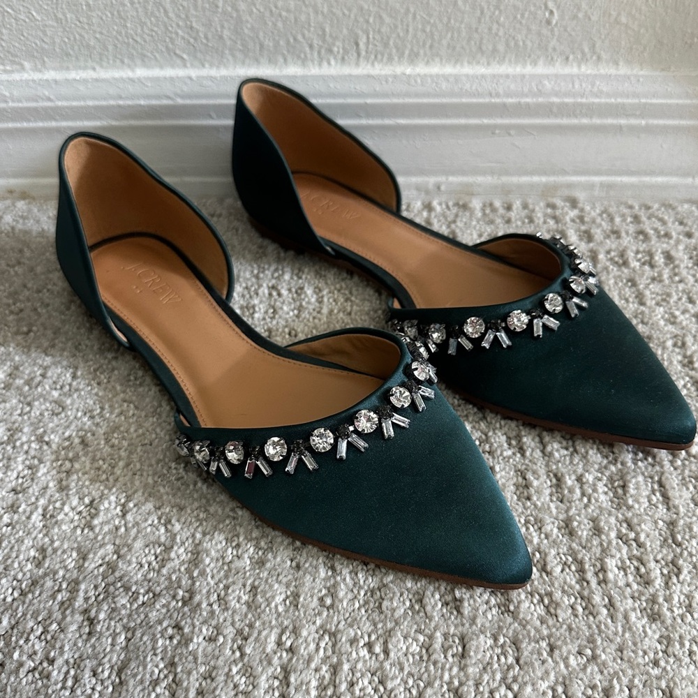 JCrew Flats Sz 8 In Emerald green